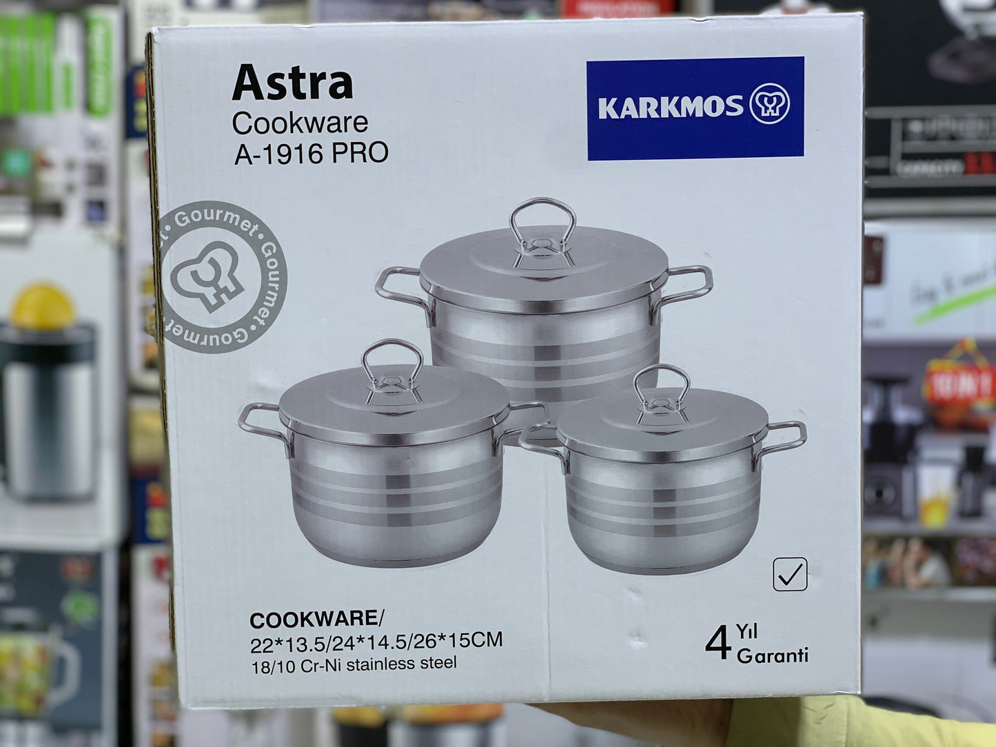 Karkmos 3 Pieces Casseroles Cookware Set Cri-Ni Stainless Steel