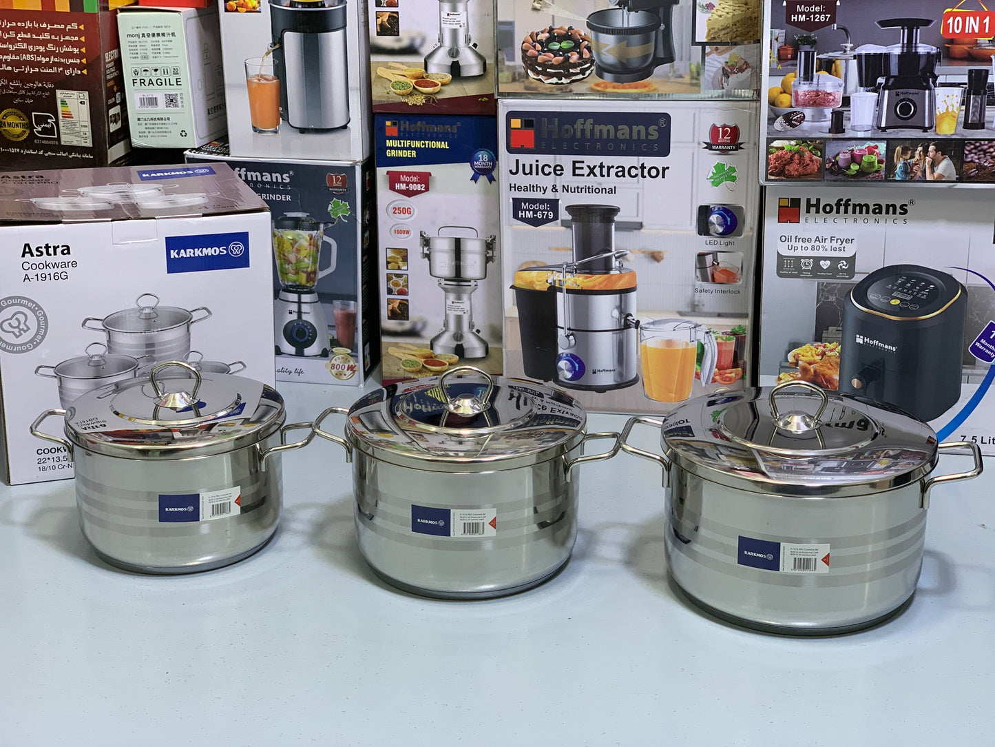 Karkmos 3 Pieces Casseroles Cookware Set Cri-Ni Stainless Steel