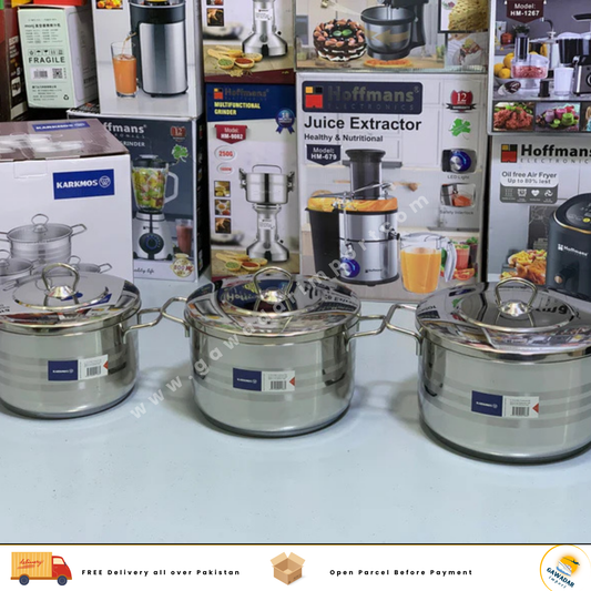 Karkmos 3 Pieces  Casseroles Cookware Set  Cri-Ni Stainless Steel